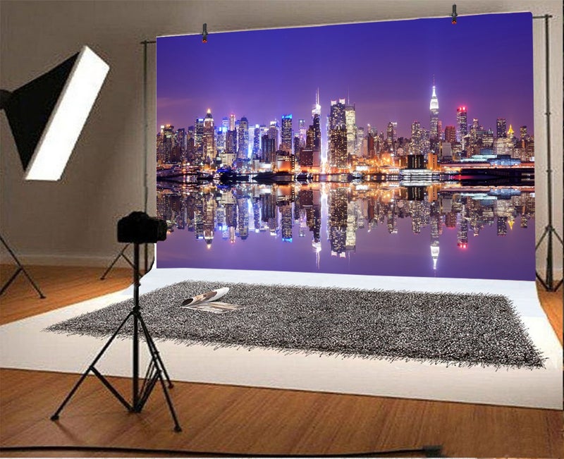 LFEEY 5x3ft New York City Night View Photo Backdrop American City Landscape Famous Landmark Skyscrapers Background for Photography Studio Props - Image 2